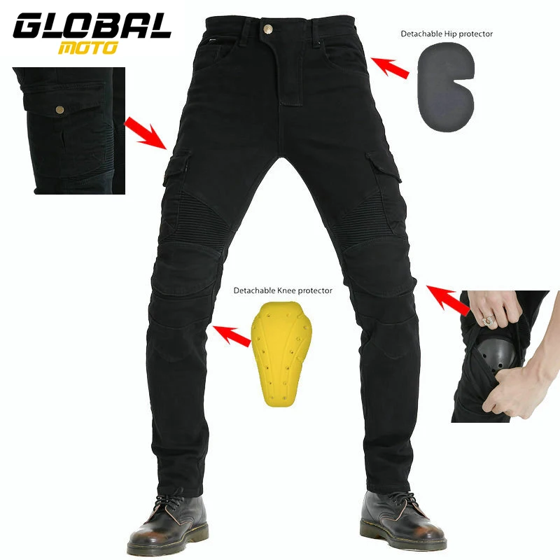 

High Elasticity Motorcycle Jeans Removable Knee And Hip Protection Motocross Pants Multi Pocket Equipment Motorbike Pants