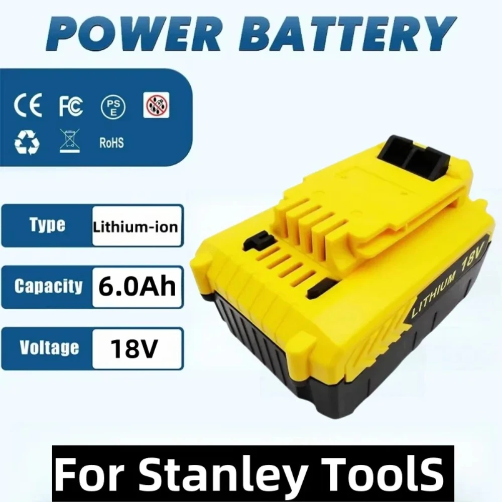 18V 3Ah/4Ah/5Ah/6Ah Rechargeable Battery for Stanley Cordless Electric Drill FMC687L FMC688L Replace
