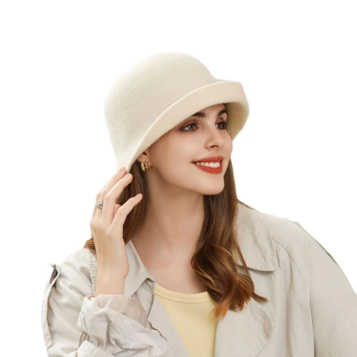 Japanese Crimped Basin Hat Fashion Women\'s Knitted Autumn Winter Spring and Summer Sunshade Top Hat Sunscreen Bucket Hat