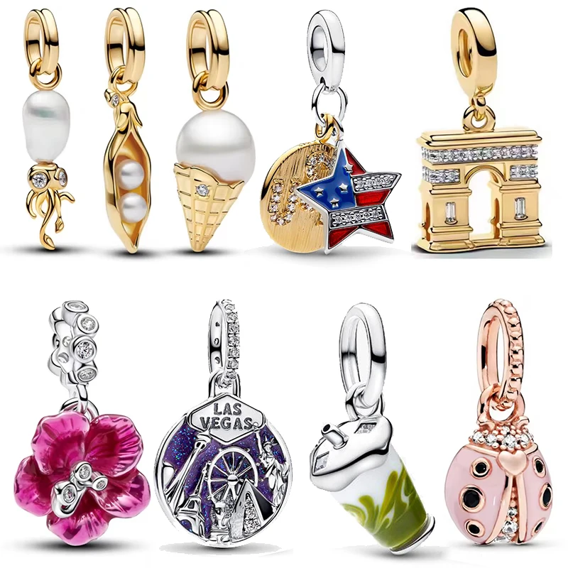 Best 925 Silver Coconut Butterfly Rose Daisy Leaf Charm Bead Fit for Original Bracelet Necklace DIY Women's Jewelry Accessories