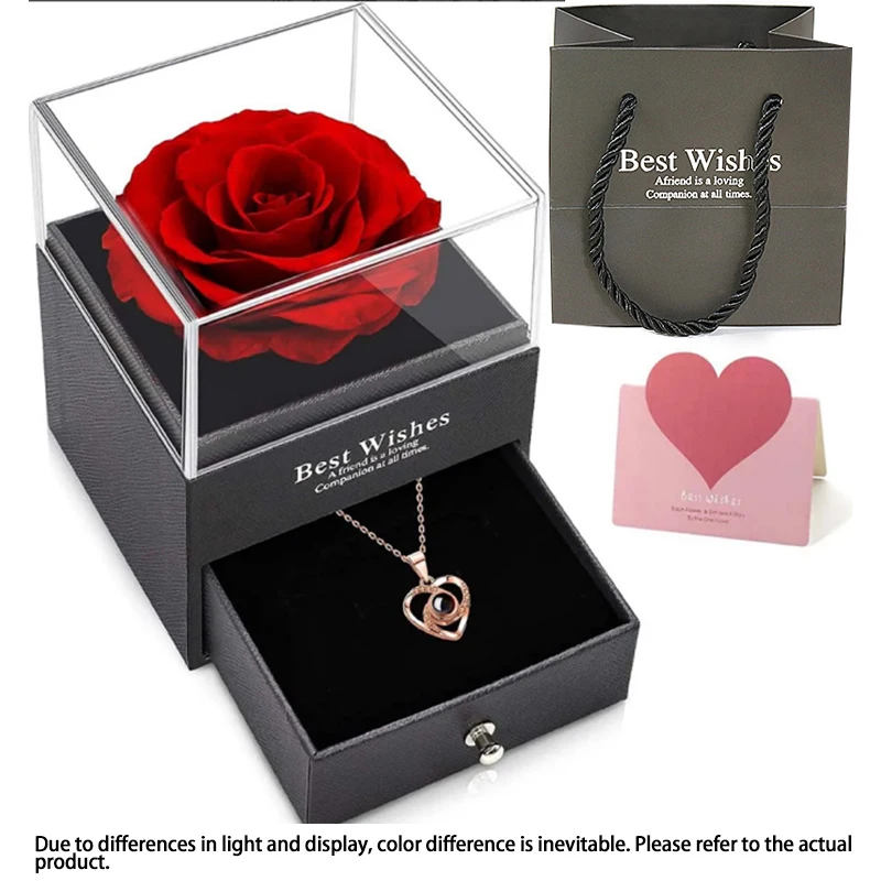 Women's Stainless Steel Permanent Rose Necklace - Jewelry Gift Box Suitable for Valentine's Day,Mother's Day,Birthdays Christmas - view 5
