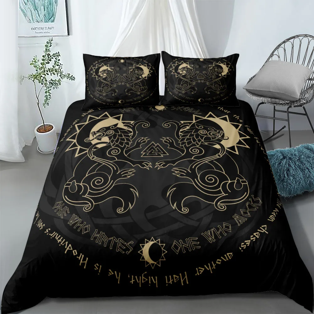 Vigvisir Viking Art Constellation Bedding Set EU Single Double King US Twin Full Queen King Ethnic Duvet Cover Set Birthday Gift