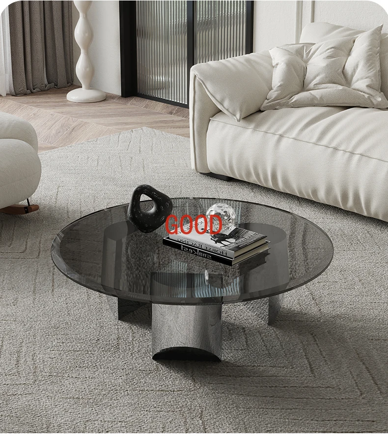 

Современный роскошный кофейный столик Sha Meishi, простой стиль, Круглый, для маленькой квартиры, высококачественный, закаленное стекло, для гостиной, чайный столик