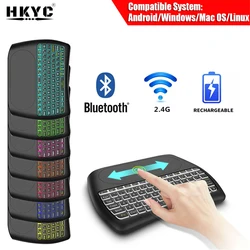 HKYC Backlight Bluetooth keyboard D8 Pro Super English Russian 2.4G Wireless Mini Keyboard Air Mouse Touchpad for Android TV BOX