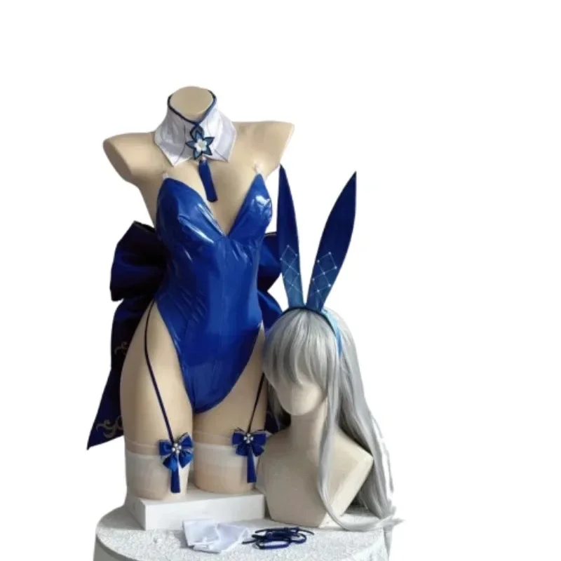 

Blue Azur Lane Girls Leather Bodysuit Jumpsuit Halloween Costumes Shinano Bunny Suit Shinano Cosplay Costume 2025 new Role Play