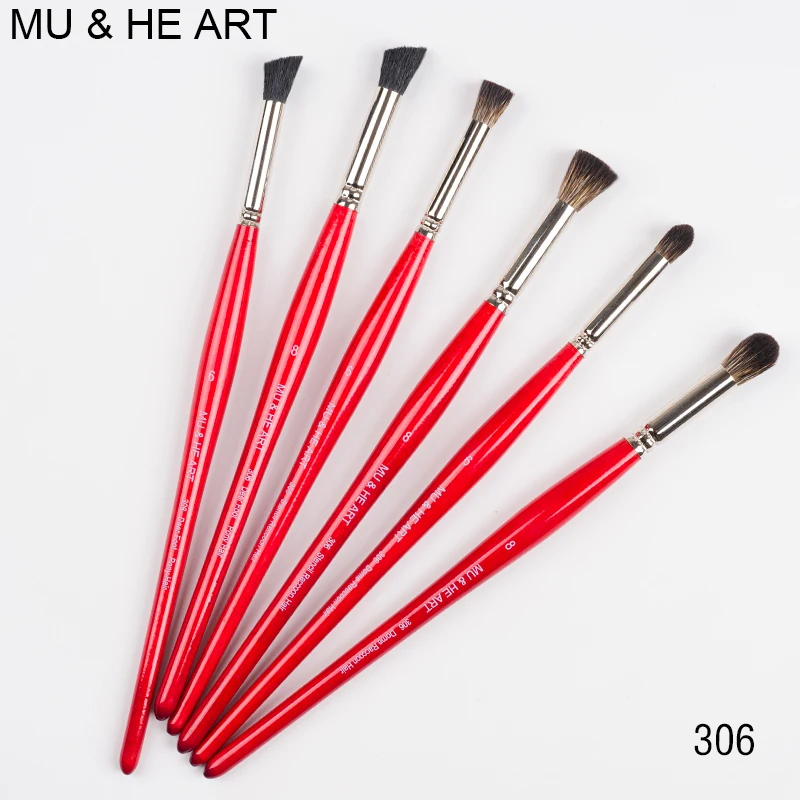 

Deer Foot Shape Horse Tail Dome & Flat Raccoon Hair Watercolor Painting Brush Wooden Handle Brass Ferrule 306 Series MU HE ART