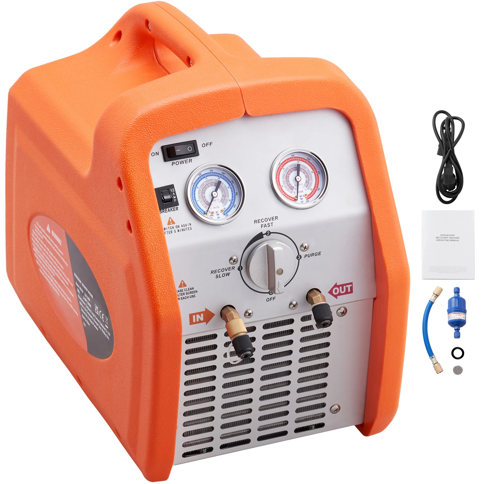 SucceBuy 3/4 1HP Refrigerant Recovery Machine Portable AC Recovery Machine with High Pressure Protection, 120V 60Hz Refrigerant Recycle Machine HVAC for Car Air Conditioning/Vapor Liquid Refrigerant