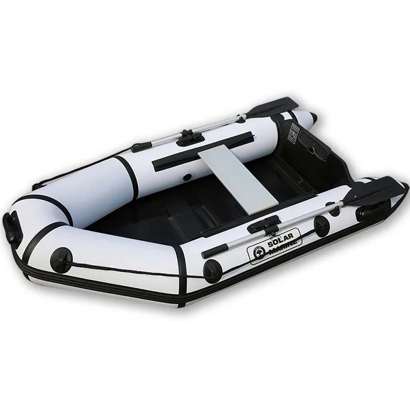 SolarMarine 3-Person 230cm 7.5ft Slat Wood Floor Speed Assault Boat 0.9mm Thickened PVC Oar Accessories Drifting Inflatable