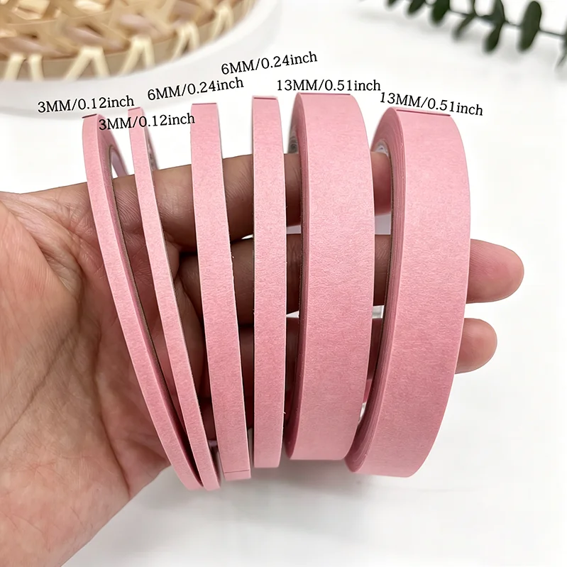 3/6 Rolls Pink Painter Tape - 3mm to 13mm Width 787.4 Inches Per Roll - High-Quality Removable Adhesion Smooth Surface Neatly