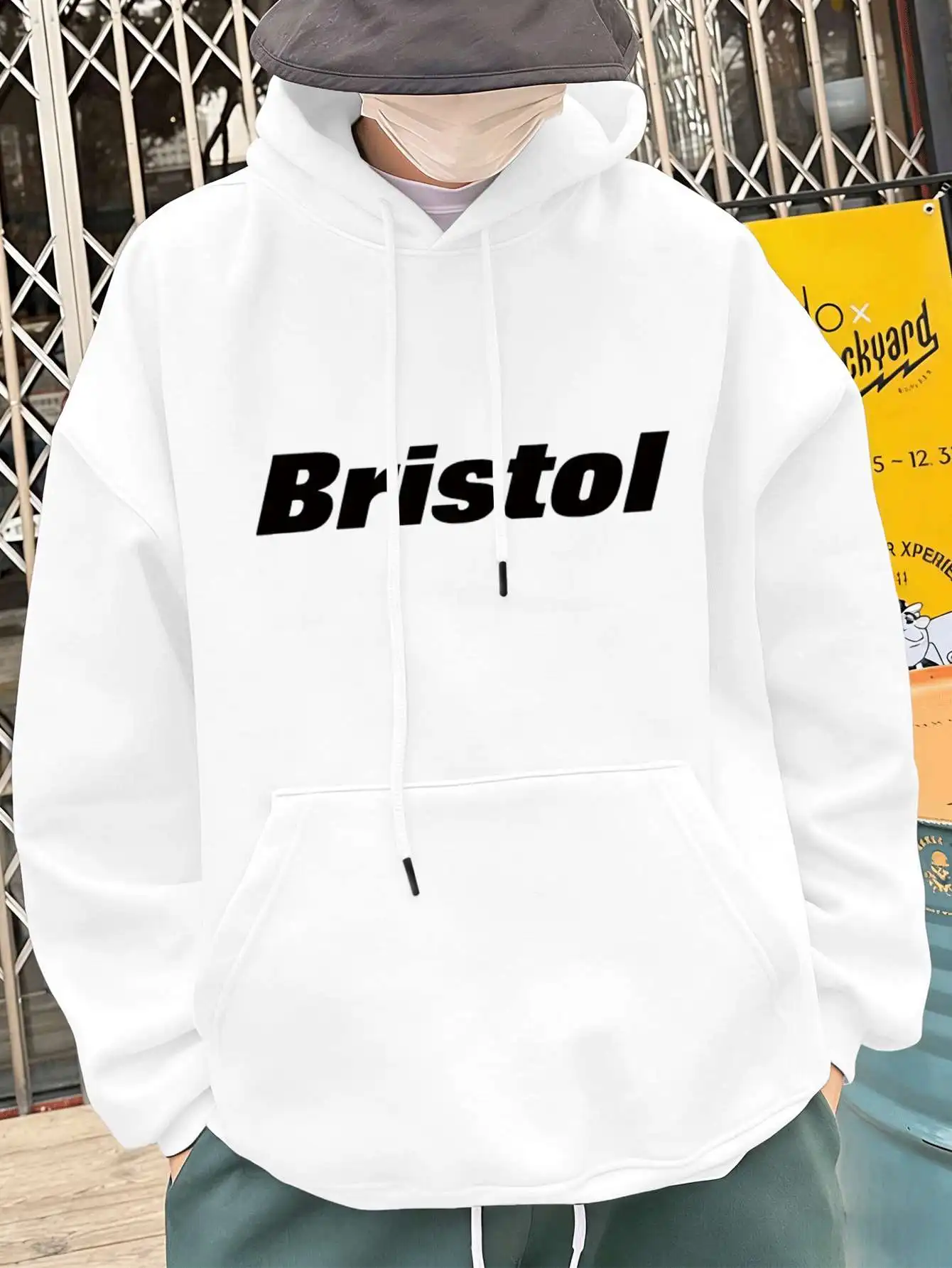 Sudadera con Capucha Estampada Bristol para Hombre, Tejido Premium, Corte Holgado, Informal, Cómoda, Diseño Gráfico