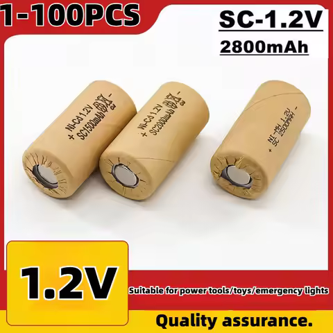 2025 New 1-100PCS Battery SC 2200mAh Screwdriver Drill SC Battery 1.2V Sub C Ni-Cd SC2800 Battery