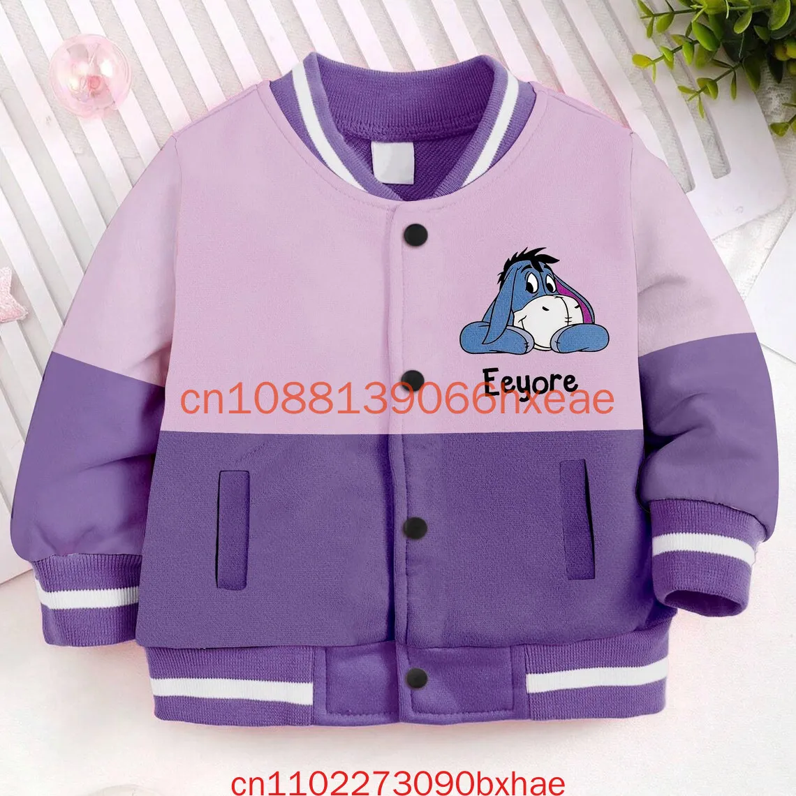 

Бейсбольная куртка Disney Eeyore And Piglet с 3D принтом на Хэллоуин, детские и молодежные бейсбольные куртки