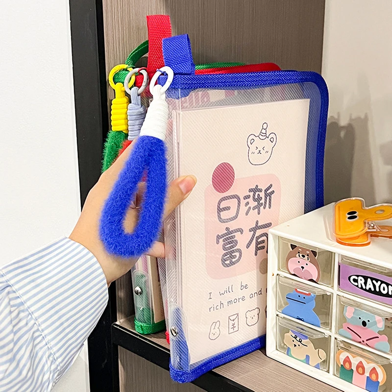 Tas File Ritsleting A4 Tas Organizer Penyimpanan Transparan PP Tas Tempat Folder File Tempat Alat Tulis