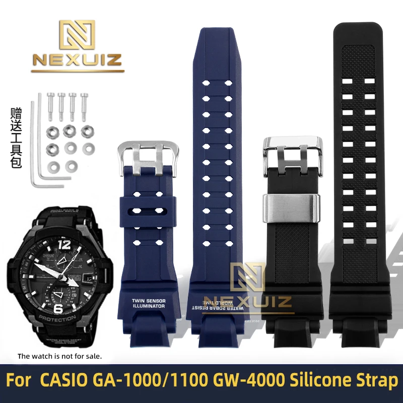 For Casio GW-A1100 G-1400 GW-4000 GA-1000 Resin Silicone Strap Men's Bracelet Waterproof and Soft Convex Interface Watchband