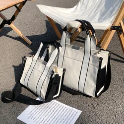 Women's Canvas Simple Tote Handbag Fashion Single-shoulder Messenger Bag Casual Shopping Storage Crossbody Bags Commute Satchel