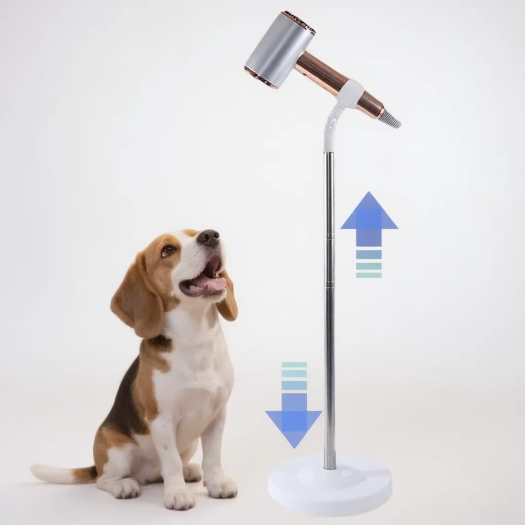 حامل مجفف الشعر بدون استخدام اليدين ارتفاع قابل للتعديل دوران 360 درجة حامل أكثر استقرارًا لحامل مجفف شعر الكلب أداة تهذيب الحيوانات الأليفة