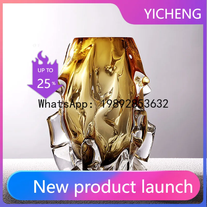 

PYJ Home Furnishing Modern Very Simple Flower Arrangement Crystal Glass Vase Art Ornament