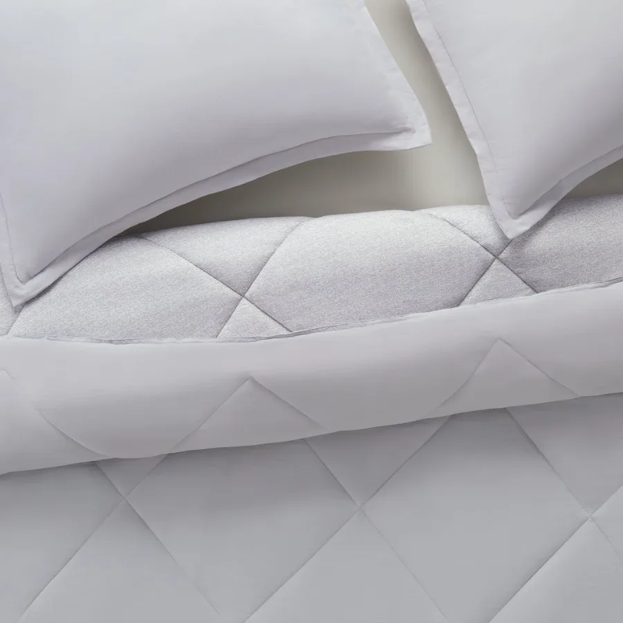 Supersoft Cooling Bed Set 7 Piece Reversible Bedding Comforter and Solid Sheet Set Queen Micro Chip Grey - view 5
