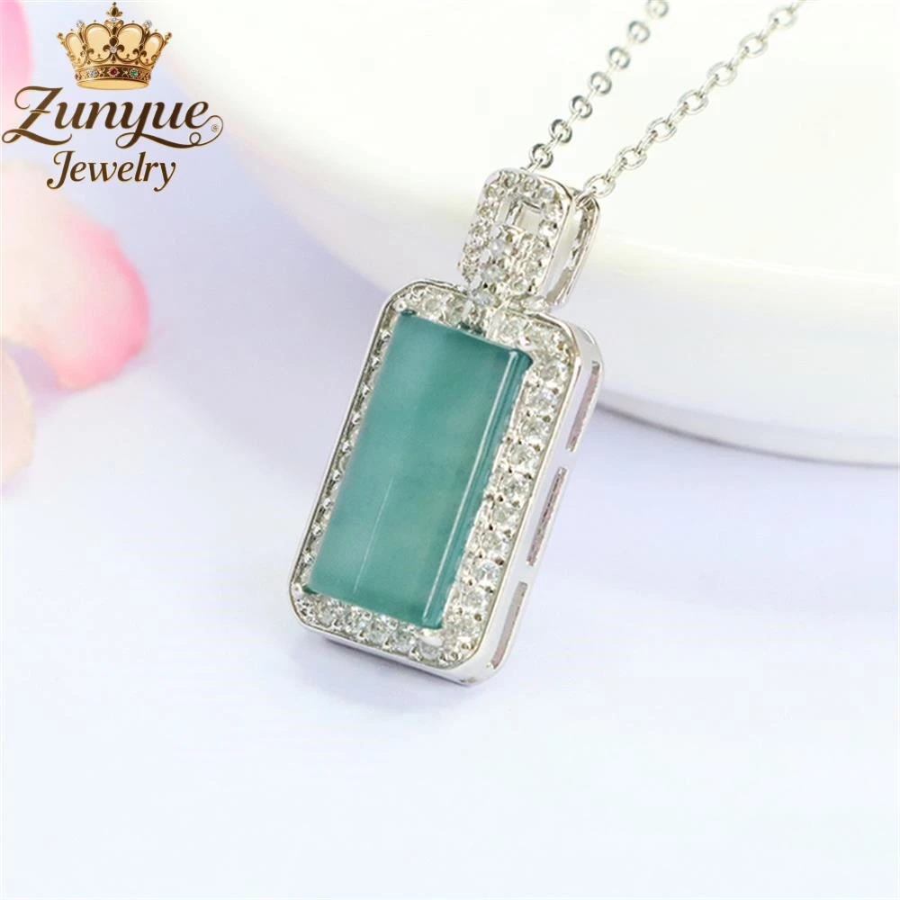 Natural Blue Water Jadeite Lucky Amulets Pendant Luxury Quality Jewelry Fashion Jewelry Exquisite Elegant Charms Popular Gift