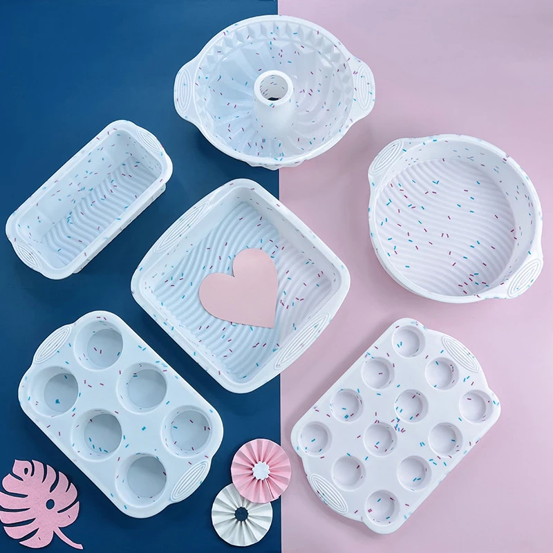 

6Pcs Sets Silicone Cake Mold Round Pastry Toast Bread Jelly Pudding Pans Gear Cupcake Muffin Mousse Baking Dessert BakewareTools