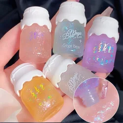 Cute Milk Jar Lipgloss Lip Plumper Oil Colorless Glitter Lipgloss Long Lasting Moisturizing Lipstick Lipgloss Makeup Cosmetics