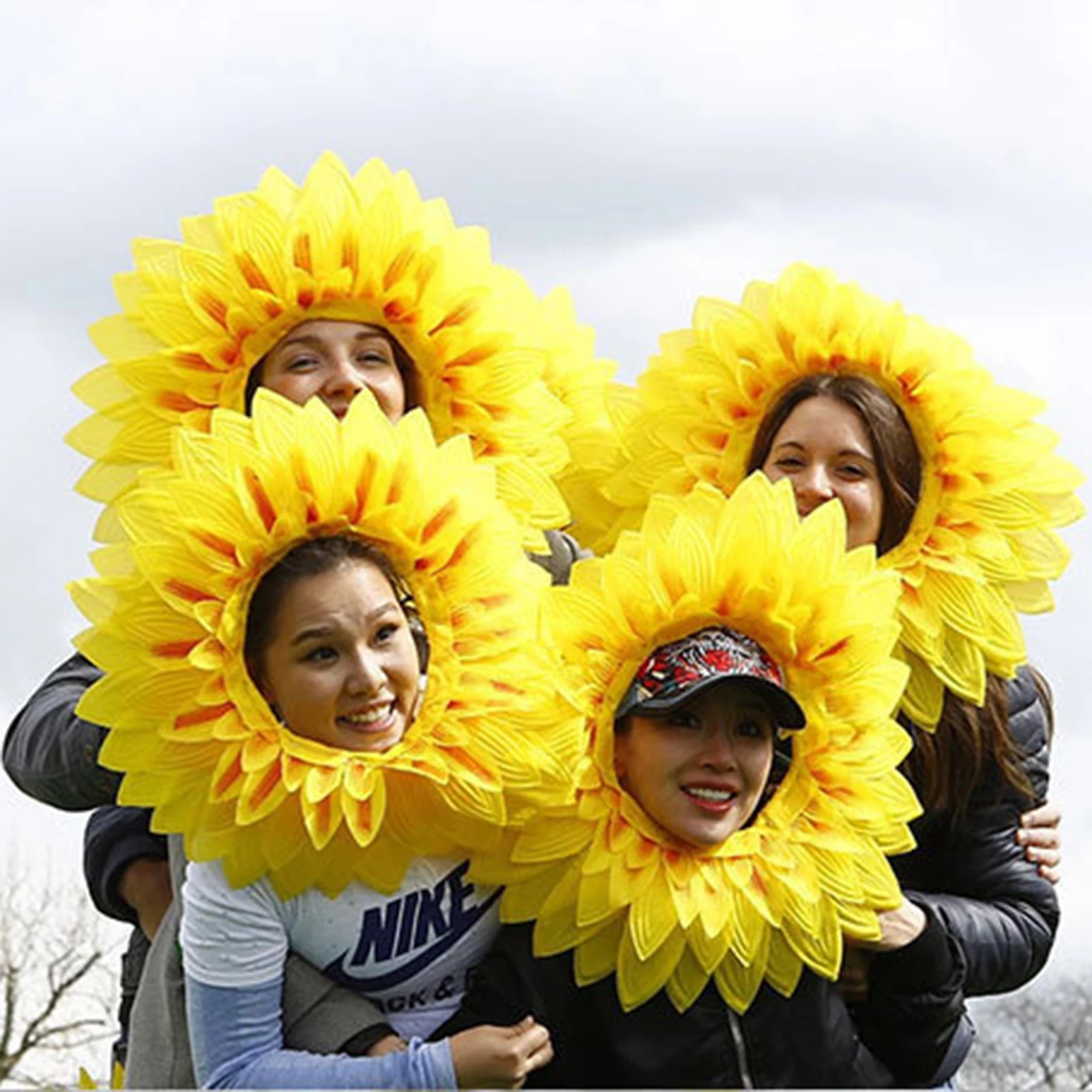مضحك عباد الشمس زي القبعات تأثيري قبعة عباد الشمس هود للاحتفالات الشركة عيد الهالوين