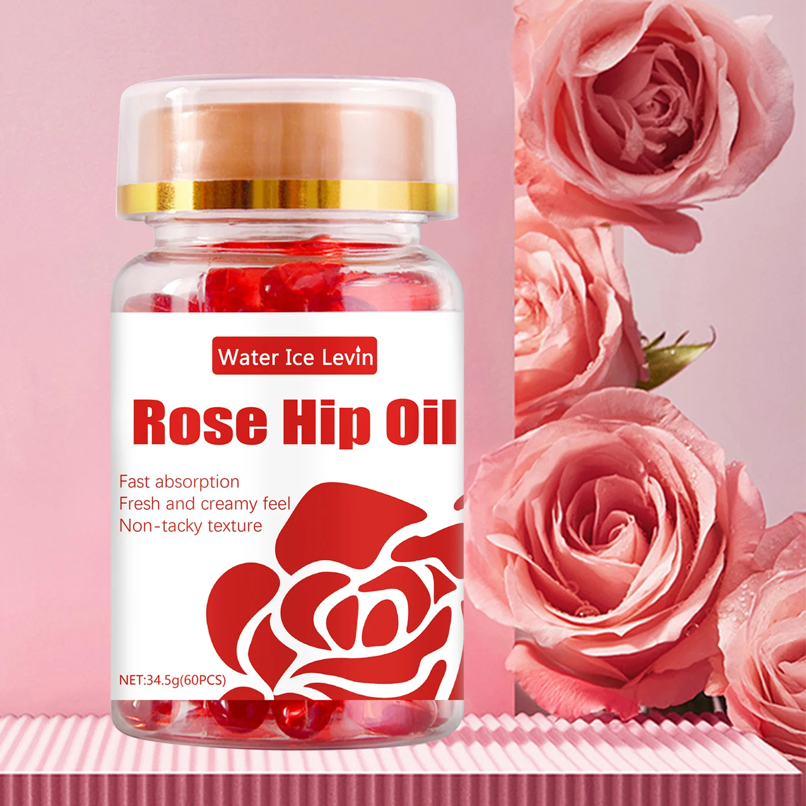 60 Pcs/Bottle Rose hip oil Capsules collagen Moisturizing Anti-aging Face Serum Spot Removing Skin care product New