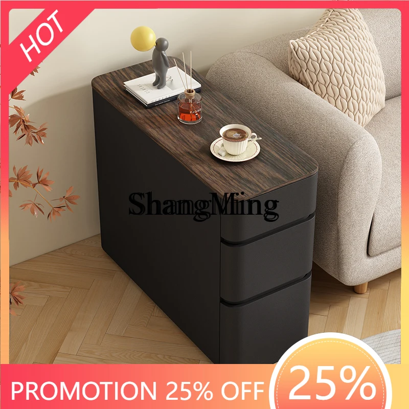 

CL premium solid wood ultra-narrow small crack side cabinet light luxury floor sofa side cabinet