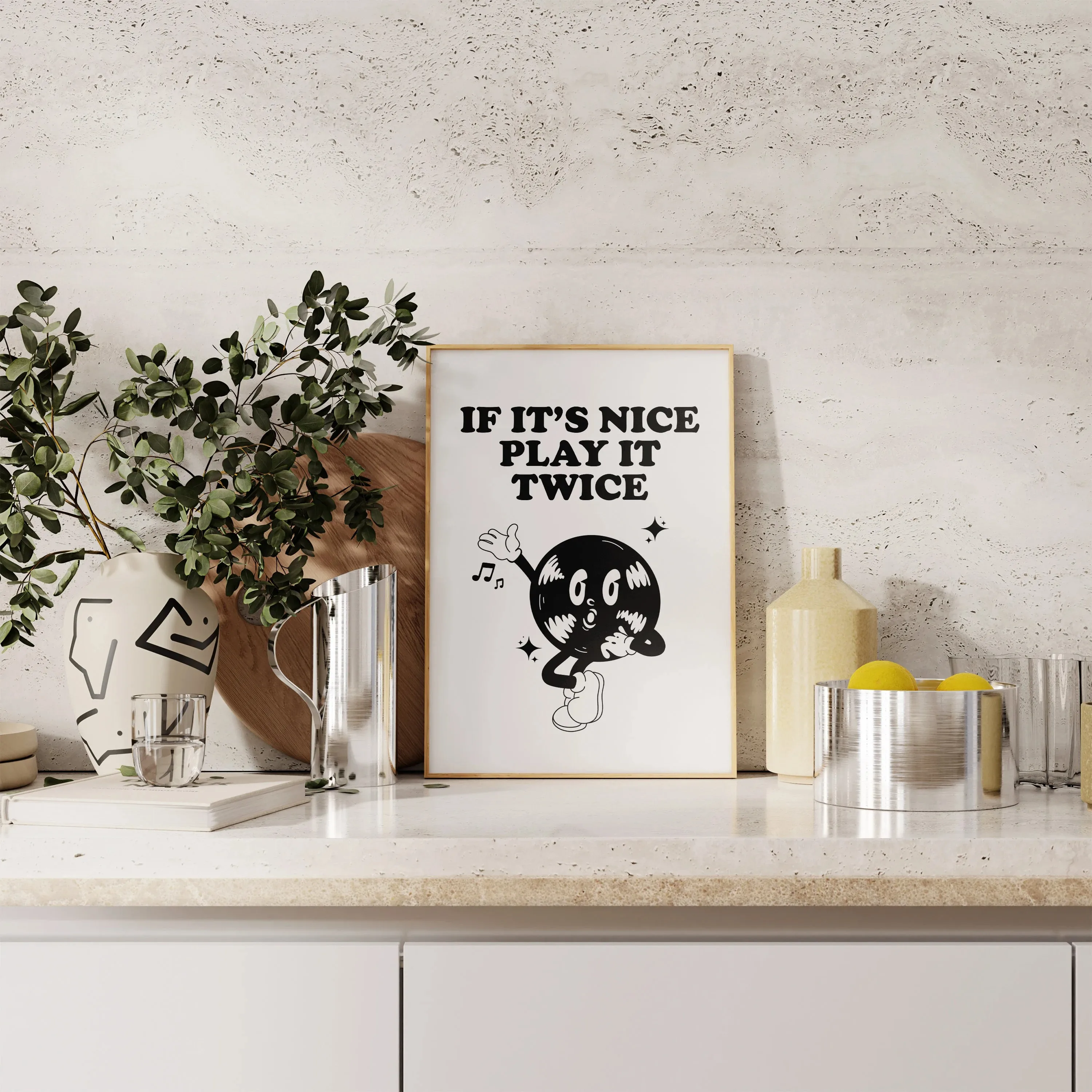 Unframed Poster Canvas Painting Tired and Wired Retro Coffee Canvas Print Funny Mascot Kitchen Wall Art Poster for Modern Living