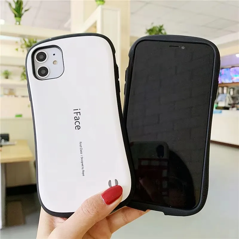 الفاخرة البلاستيك الصلب بولي TPU الغطاء الخلفي للقضية آيفون 16 15 14 13 12 11 برو ماكس 7 8 X iFace الكلاسيكية السلس لامع درع للصدمات