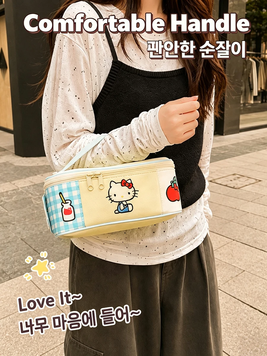 Hello Kitty Makeup Bag Large Capacity Portable Travel Cosmetic Bag Handheld Toiletry Storage Pouch for Women Girls