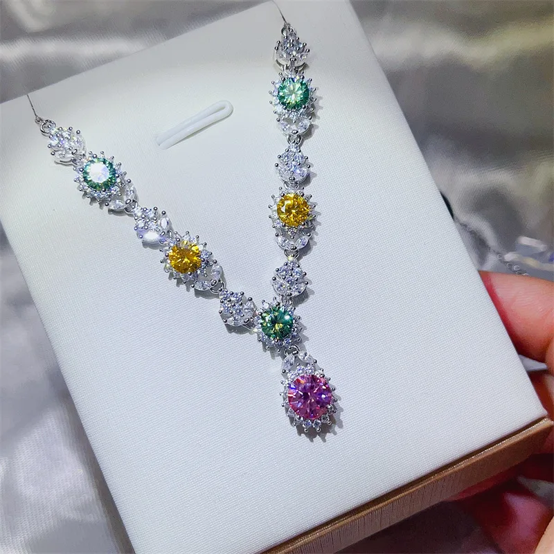 3.5 Carar Color Moissanite Lab Diamond Pendant Women Necklace Stunning s925 Silver Moissanite Neck Chain Party Fine Jewelry GRA
