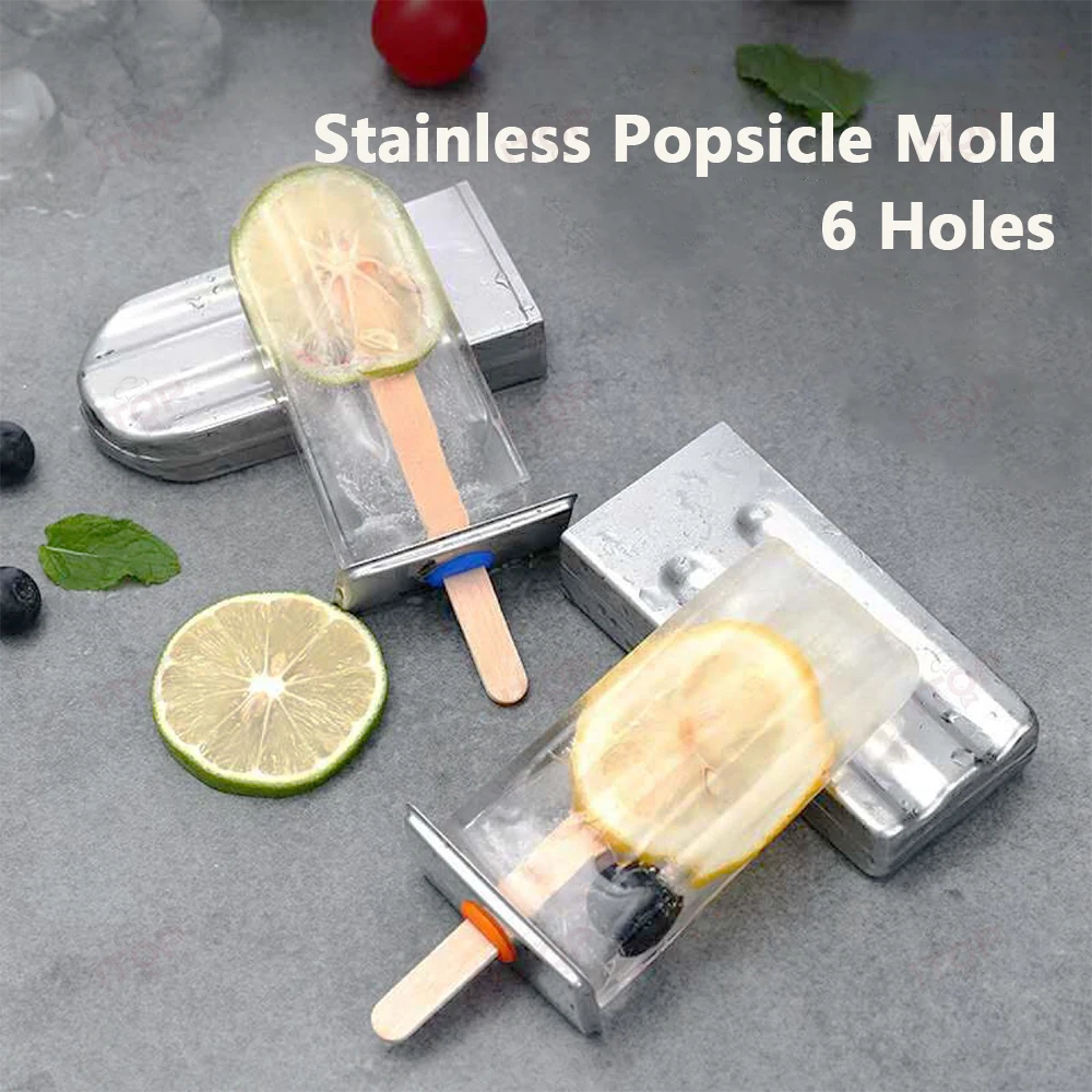 ITOP แม่พิมพ์ไอศกรีมทำจากสแตนเลสสตีลแม่พิมพ์ไอศกรีมแท่งสำหรับการค้าแบบทำมือ6ชิ้น