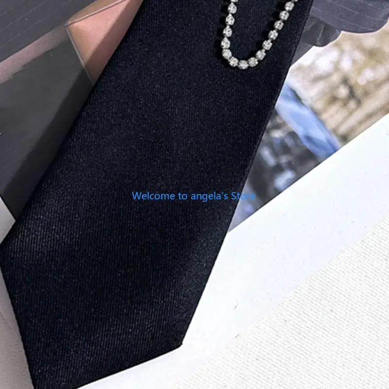 X4YC Gravatas pretas para mulheres, uniforme escolar ajustável, gravata preta pré-amarrada