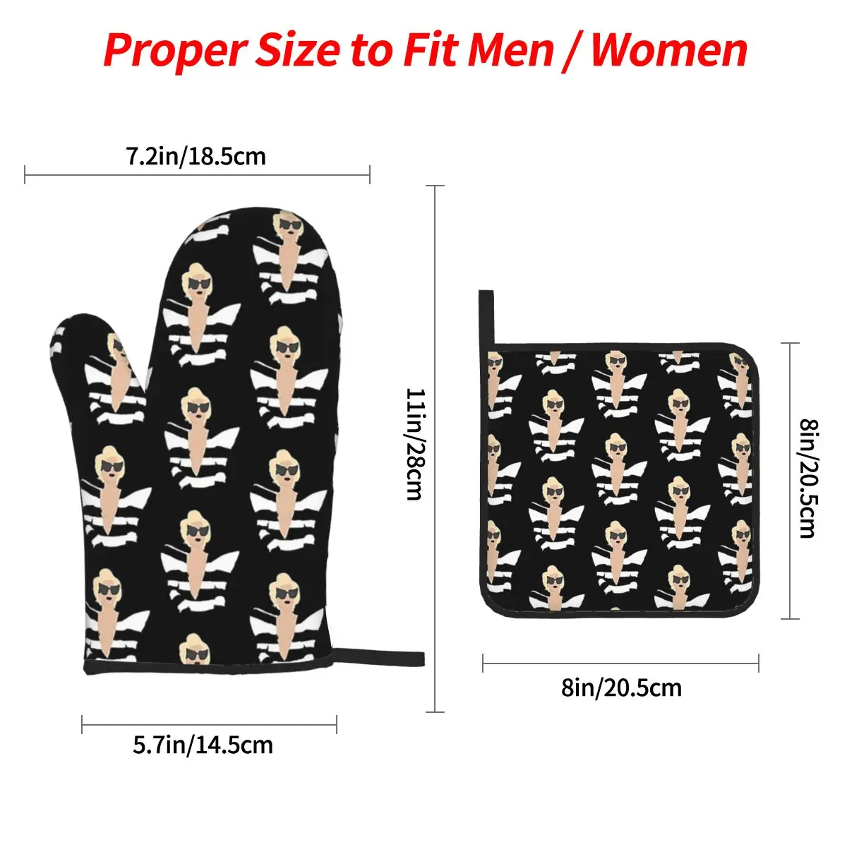 Lady Gaga Telephone Oven Mitts and Pot Holder Sets of 4 for Baking Kitchen Cooking BBQ Resistant Non-Slip Gloves