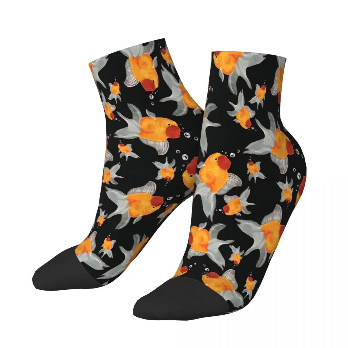 Oranda-Goldfish Pattern Ankle Socks para homens e mulheres, meias impressas, Spring Design