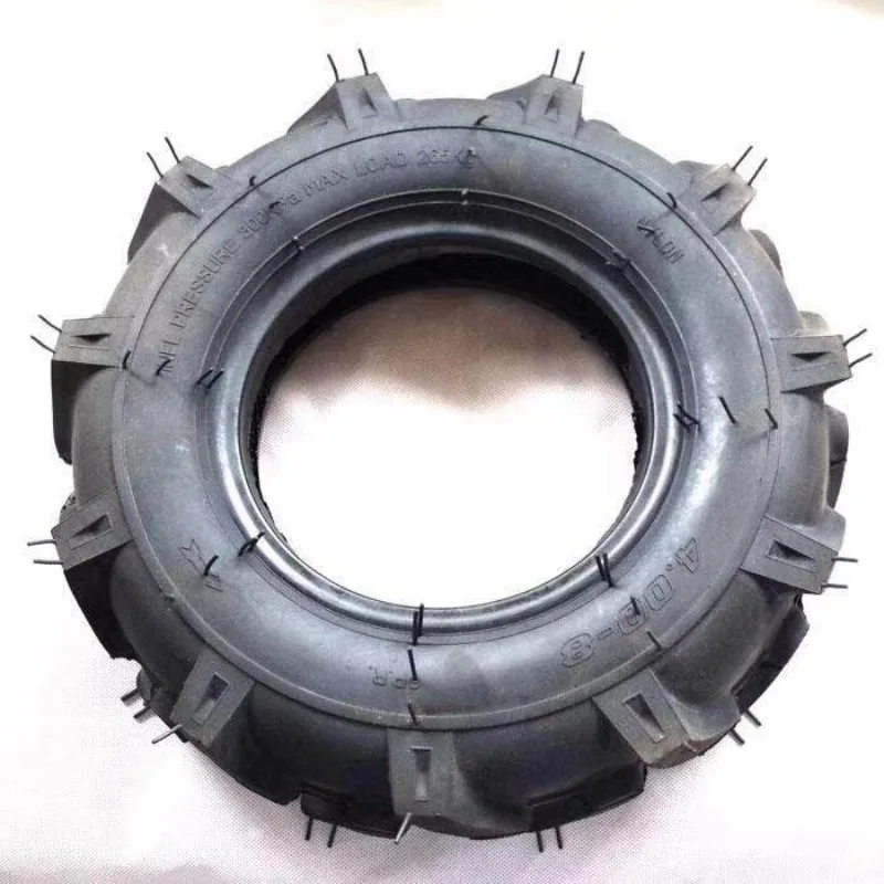 For Micro Tiller Rotary Blade Tire Rubber V-Pattern Inner Outer Tire 350-6 400-8 Assembly