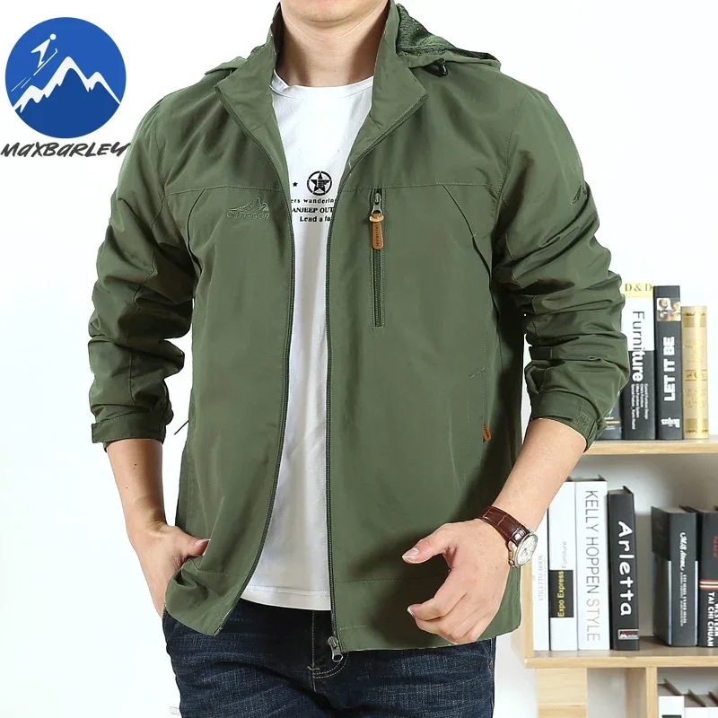 

Autumn Waterproof Windbreaker Men's Climbing Hunting Thin Mesh Breathable Hooded Coat Outdoor Loose Flying Men's Work Jacket