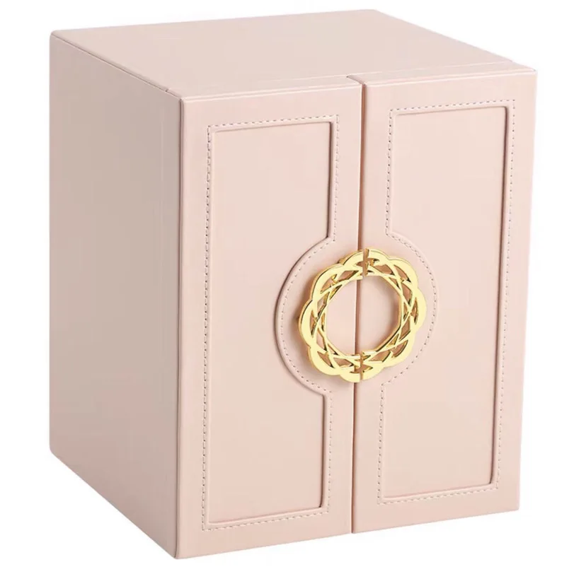 New Trend Multi-Layer Flat Open Jewelry Box Large Capacity Double Open Leather Earrings Earrings Necklace Jewelry Storage Box