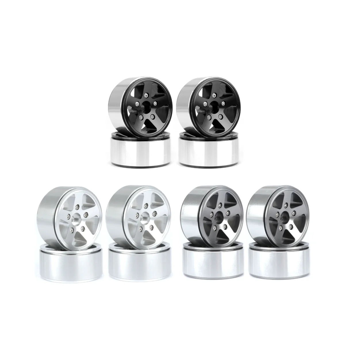 4PCS 1.9 Inch Metal Beadlock Wheel Hub Rim for 1/10 RC Crawler Car Axial SCX10 Traxxas TRX4 RC4WD D90 Redcat Gen8 MST,1