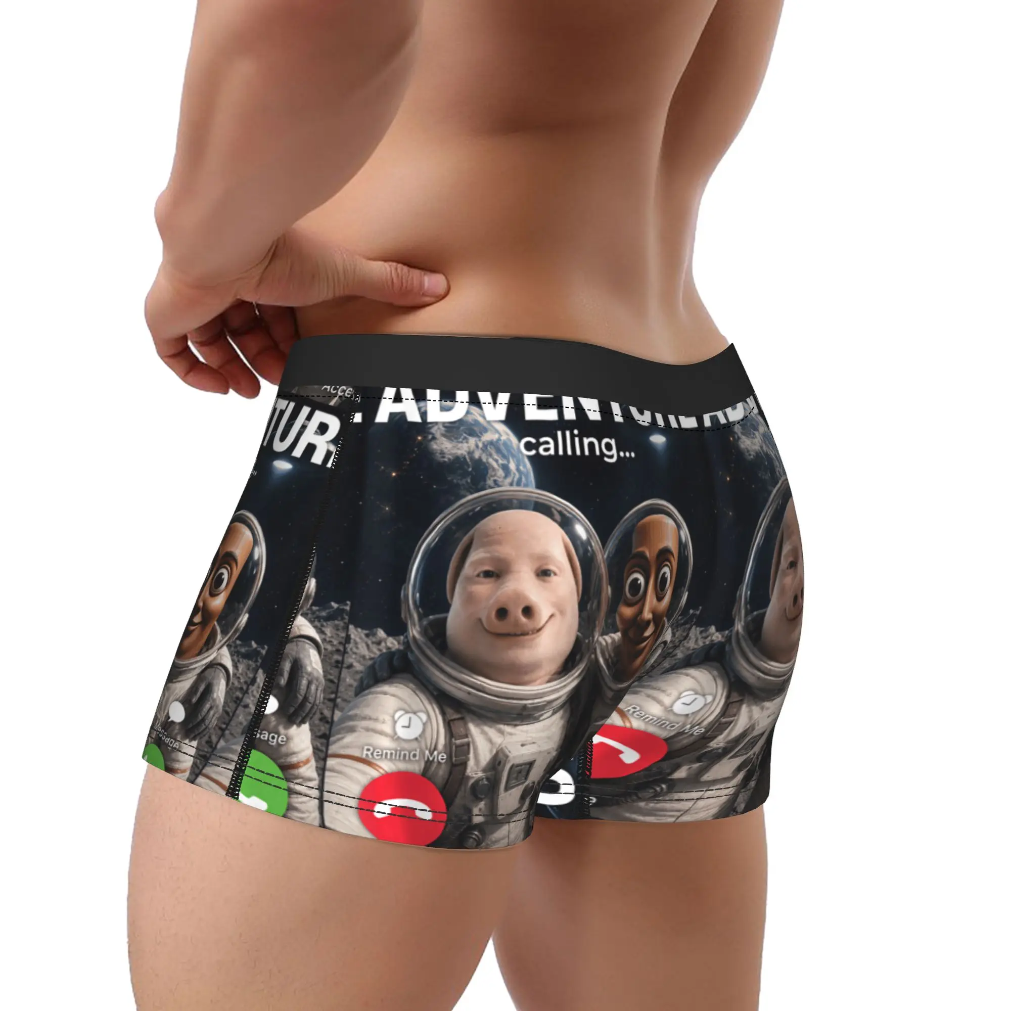 Funny Brainrot Outer Space Meme Tung Sahur John Pork Selfie Underwear Men Underpants Comfortable Boxer Shorts Boxer Brief