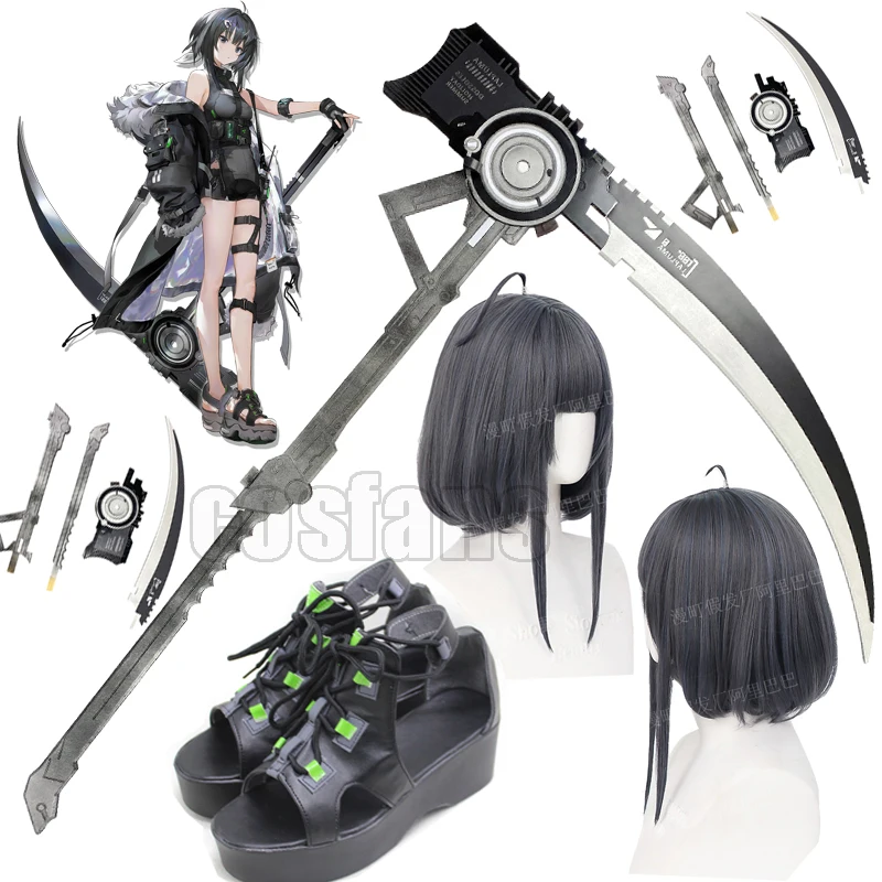 Game Arknights La Pluma Wooden PVC Toys Cosplay Sickle Props Toys Accessories Lolita Wigs Anime Shoes Boots Stage Performance