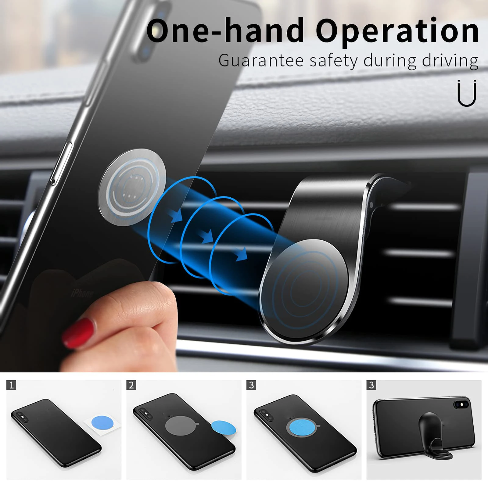 Magnetic Car Phone Holder Air Vent Clip Mount 360 Rotation Mobile Bracket GPS Cell Stand in For IPhone Samsung Huawei