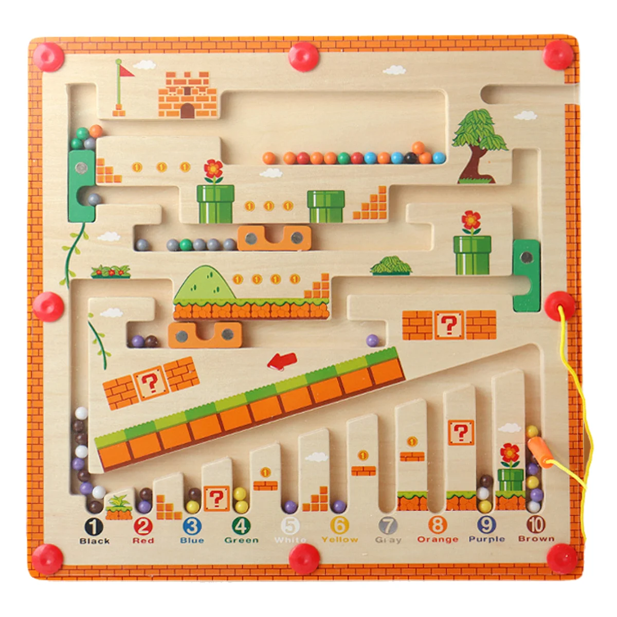 Wooden Magnetic Maze Puzzles Game for Children Color and Number Pen Moving Ball Learning Education Montessori Toys Gift for Kids