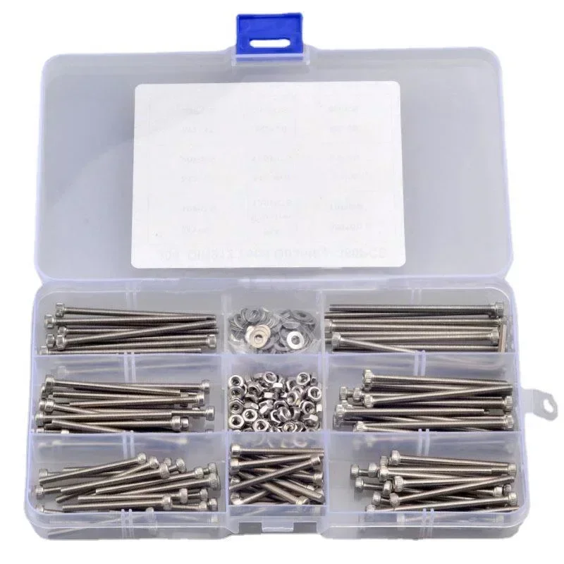 

360PCS M3 Hex Socket Cap Head Screw Set | Stainless Steel Allen Bolts with Nuts & Washers | Assortment Kit