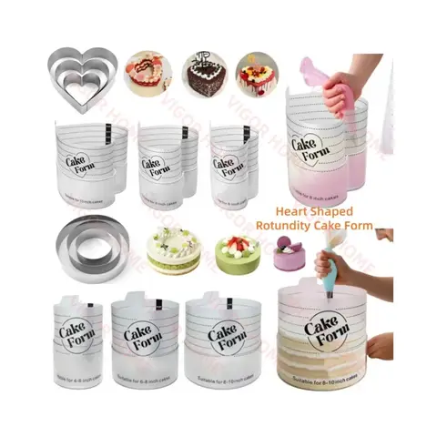 4-Piece Set- Heart Shaped Circle Quality Cake Frosting Beginners Cake Decorating Kit Compatible with Piping Bags