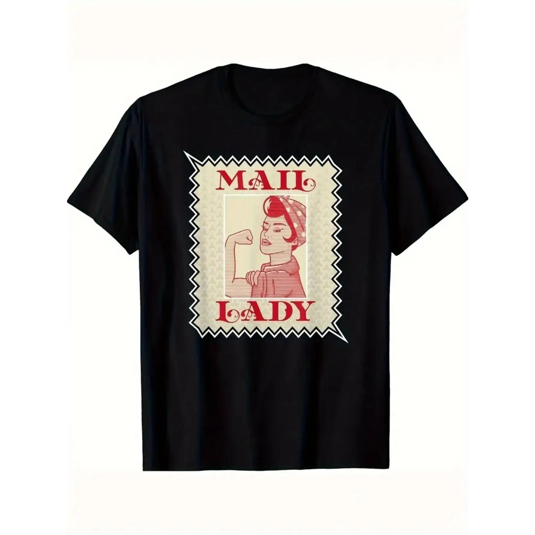 

Strong Mail Lady T-Shirt for Women Empowering Postal Worker Gift Funny Retro Mail Carrier Graphic Tee Unisex Summer Top