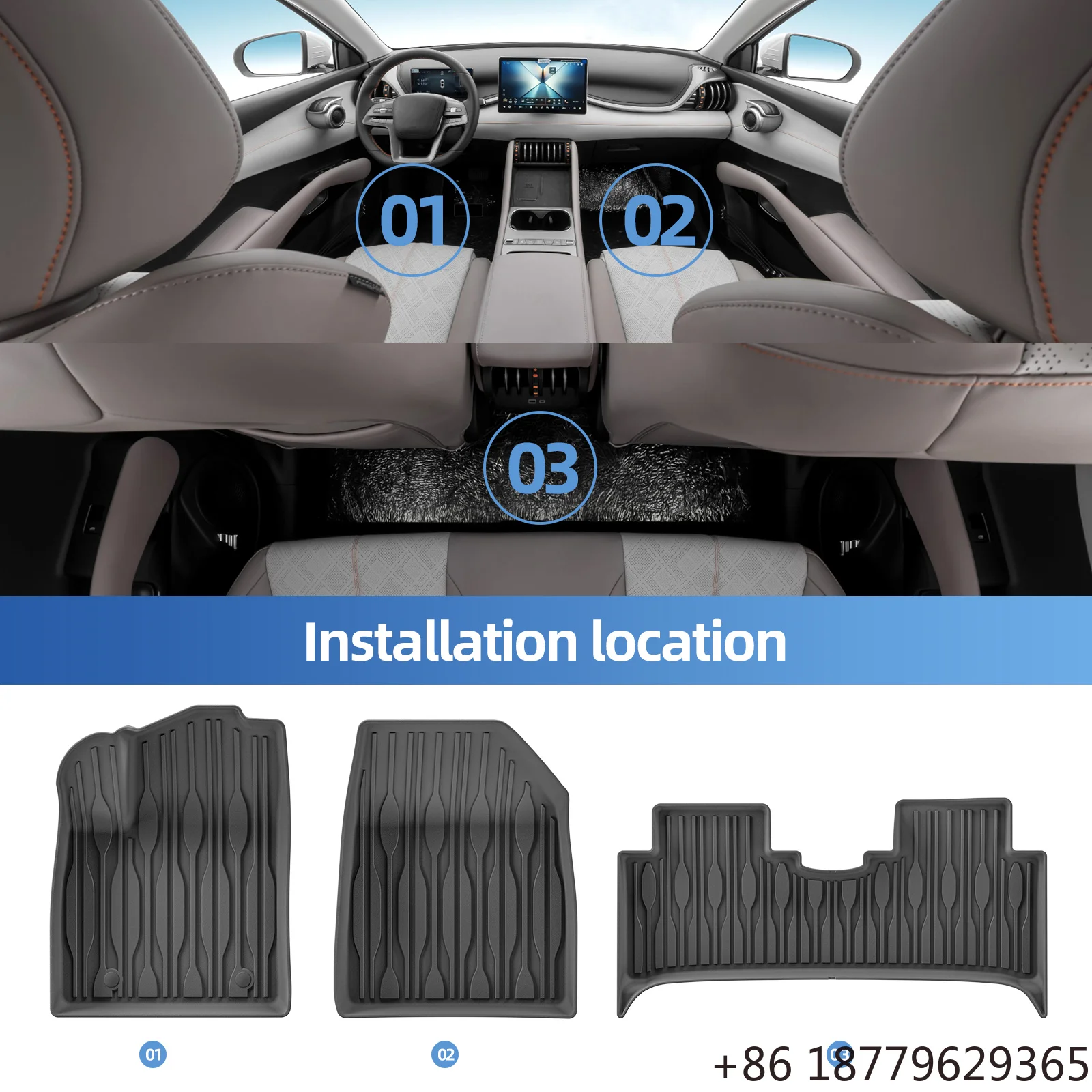 TPE 3D Odorless Waterproof Car Floor Mats Cargo Liner Trunk Pad Electric SUV Fitment