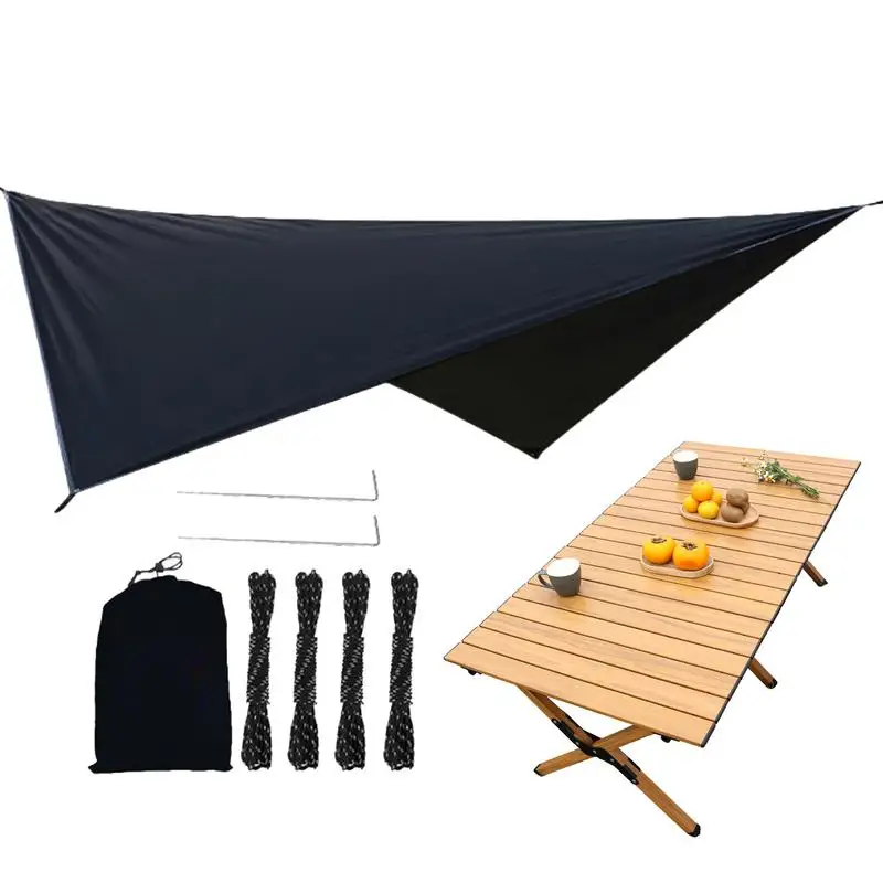 Outdoor Canopy For Patio Camping Tent Outside Canopy Rhombic Portable Canopy Waterproof Sun Shelter With Ropes & Ground Nails