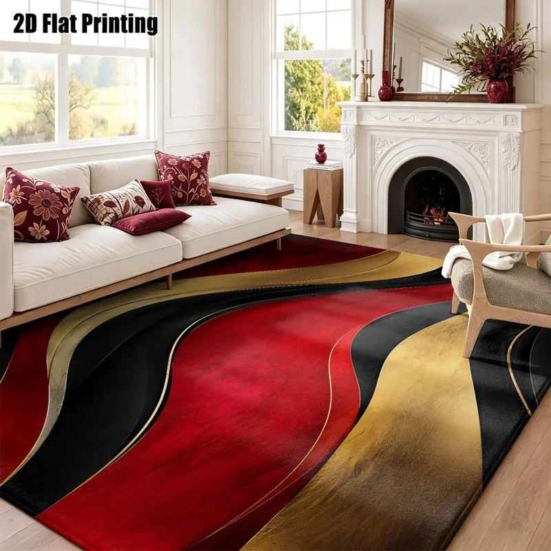 1Pc Light Luxury Vintage Abstract Wave Pattern Rug, Bohemian Style Decorative Rug for Living Room, Bedroom, Dining Room, Bedside, Indoor and Outdoor Patio, Home Decor Accessories